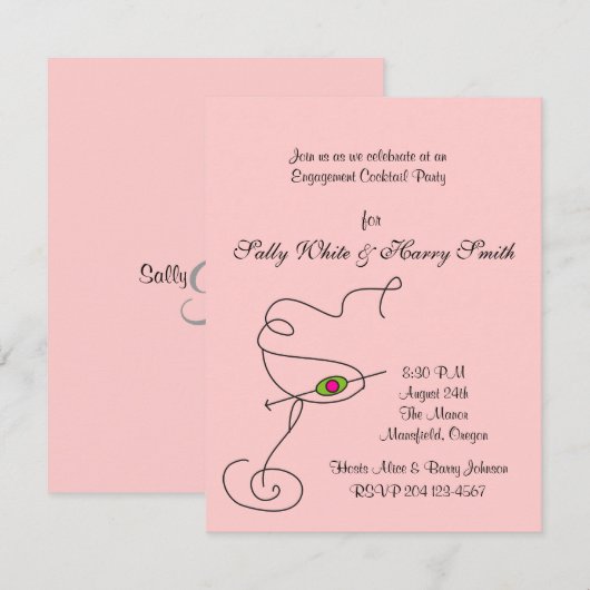 Verloving Cocktail Party Uitnodiging (Voorkant / Achterkant)