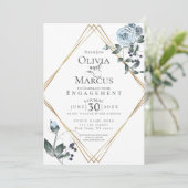 VERLOVING | Dusty Blue Waterverf Floral Kaart (Staand voorkant)