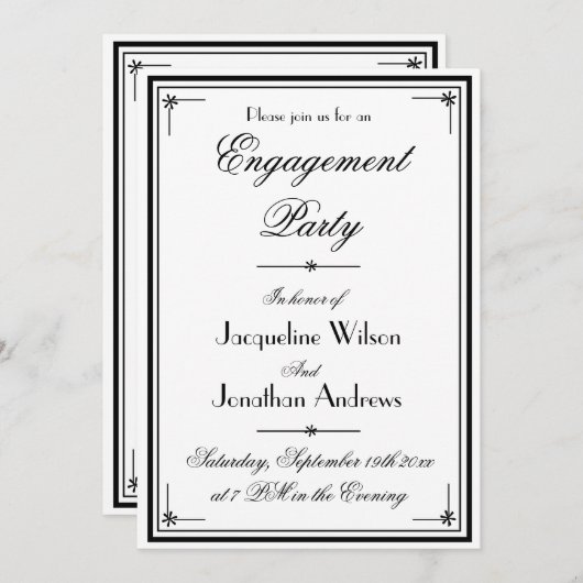 Verloving Elegant Classic Script Engagement Party Kaart (Voorkant / Achterkant)