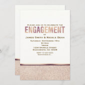 Verloving Faux Roos Gold Champagne Uitnodiging (Voorkant / Achterkant)