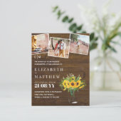 Verloving Foto Rustic Sunflower Wedding Savedate (Staand voorkant)