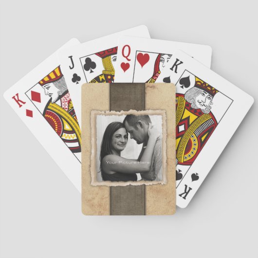 Verloving Foto Rustic Vintage Wedding Speelkaarten (Achterkant)