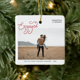 Verloving Foto Whimsical Keramisch Ornament