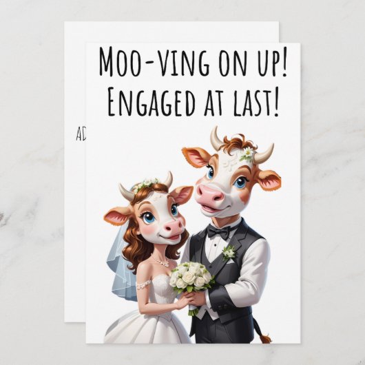 Verloving Gefeliciteerd Kaarten Funny Koe Kaart (Voorkant / Achterkant)