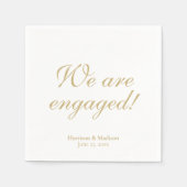 Verloving goud aangepaste scriptnamen datum elegan servet (Voorkant)