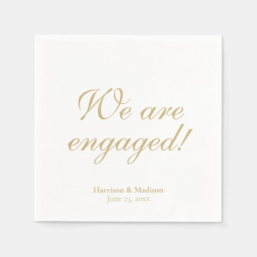Verloving goud aangepaste scriptnamen datum elegan servet (Voorkant)