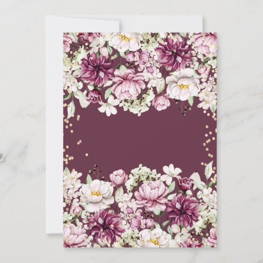 Verloving gouden diamanten roze bloemen kaart (Achterkant)