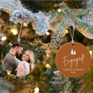 Verloving Kerstmis Foto Ornament