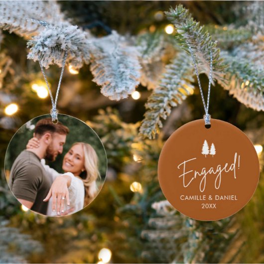 Verloving Kerstmis Foto Ornament