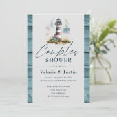 Verloving Koppels Douche Ocean Vuurtoren Kaart (Staand voorkant)