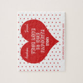 Verloving koppelt namen en jaar rood hart legpuzzel (Verticaal)