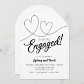 Verloving, Modern, Zwart en wit,  Kaart (Voorkant / Achterkant)