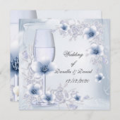 Verloving of Jubileum Blue Silver Kaart (Voorkant / Achterkant)