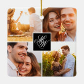 Verloving Photo Collage Monogram Keramisch Ornament (Achterkant)