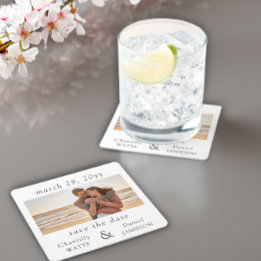 Verloving Photo Wedding Save the Date Vierkante Kartonnen Onderzetter