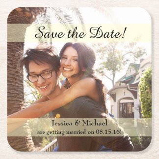 Verloving Photo Wedding Save the Date Vierkante Kartonnen Onderzetter