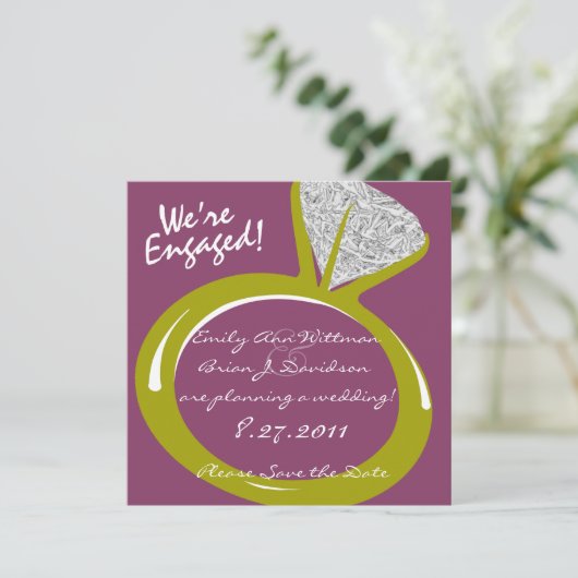 Verloving Ring /De datum opslaan Save The Date (Staand voorkant)
