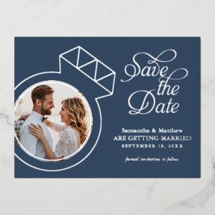 Verloving Ring Photo Wedding Announding Folie Uitnodiging Briefkaart