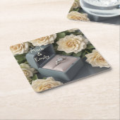 Verloving Ring Vierkante Kartonnen Onderzetter (Schuin)