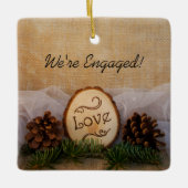 Verloving Rustic Pines Woodland Keramisch Ornament (Voorkant)