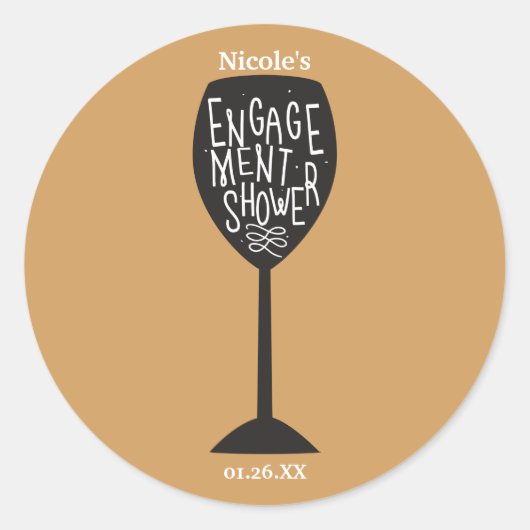 VERLOVING SHOWER Wine Glass OM HET EVEN WELKE KLEU Ronde Sticker (Voorkant)