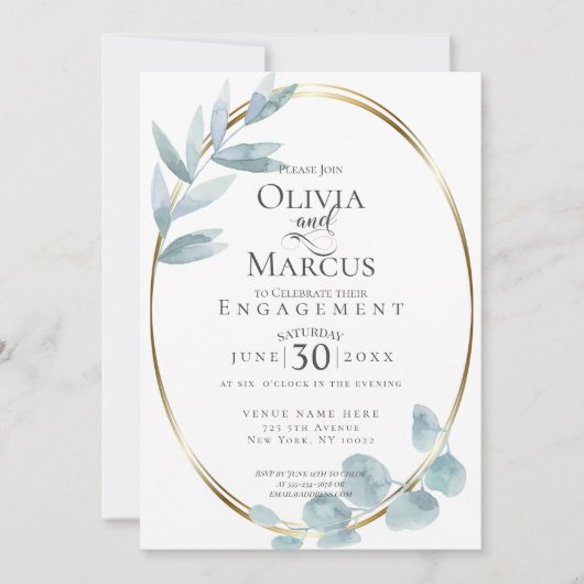 VERLOVING | Stamblauwe Waterverf Eucalyptus Kaart (Voorkant)