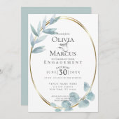 VERLOVING | Stamblauwe Waterverf Eucalyptus Kaart (Voorkant / Achterkant)