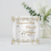 Verloving Swans ans Gold Sepia Elegant Party Kaart (Staand voorkant)