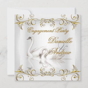 Verloving Swans ans Gold Sepia Elegant Party Kaart