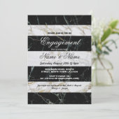 Verloving Uitnodigingen Stripe Black marmer (Staand voorkant)