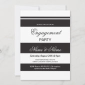 Verloving Uitnodigingen Stripe Black & White (Voorkant)