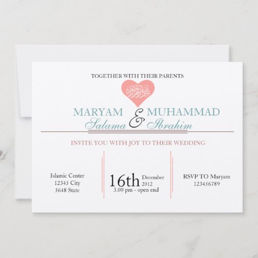 Verloving van het traditionele Islam-huwelijk roze Kaart (Voorkant)