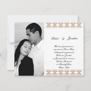 Verloving voor Black and Gold Gay Wedding Kaart