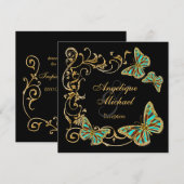 Verloving voor gouden zwarte vlinderophaling kaart (Voorkant / Achterkant)