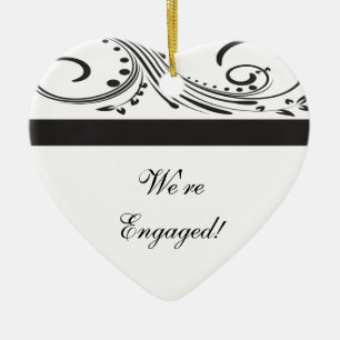 Verloving voor zwarte en witte zwepen keramisch ornament
