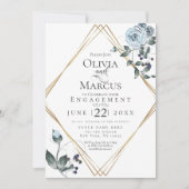 VERLOVING | Waterverf Dusty Blue Floral Kaart (Voorkant)