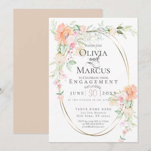 VERLOVING | Waterverf Pastel Spring Flowers Kaart (Voorkant / Achterkant)