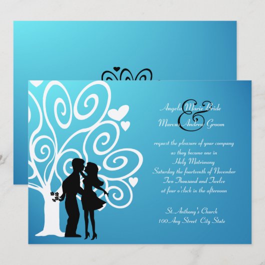 Verloving/Wedding Silhouette Kaart (Voorkant / Achterkant)