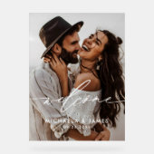 Verloving Welkom Elegant Script Modern Photo Acryl Bord (Voorkant)