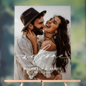 Verloving Welkom Elegant Script Modern Photo Acryl Bord (Neutraal)