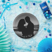 Verloving zwart-wit foto papieren bordje (Feest)