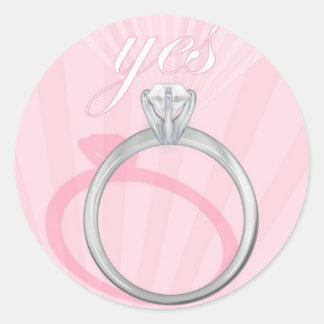 Verlovingen ring "Ja" - roze Ronde Sticker