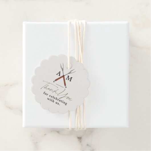 Verlovings BBQ-monogram Bedankjes Labels (In situ)