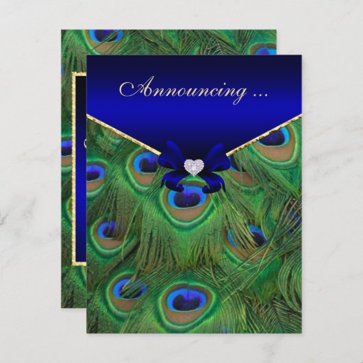 Verlovingsaankondiging met Koningsblauwe Pauw Aankondiging (Voorkant / Achterkant)