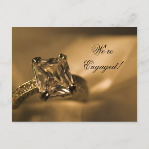 Verlovingsaankondiging met prinsesgeslepen diamant aankondigingskaart