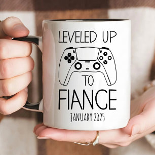 Verlovingscadeau voor hem, LEVEL OMHOOG NAAR VERLO Tweekleurige Koffiemok