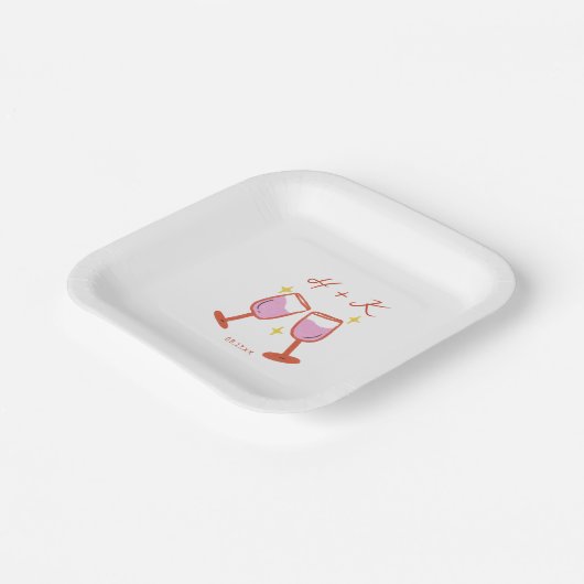 Verlovingsfeest Bruiloft Papieren Bordje (Gebogen)