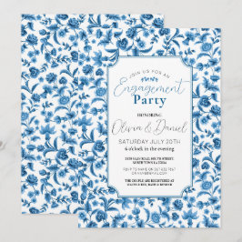 Verlovingsfeest Chintz Blauw & Wit Bloemen Ditsy Kaart