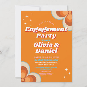 Verlovingsfeest Couples Douche Retro Vintage 1970 Kaart