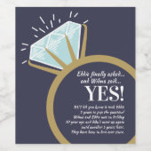 Verlovingsfeest diamanten ring en leuke weetjes wijn etiket (Enkel label)